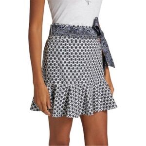 Veronica Beard 'Chesney' Flounce-Hem Printed Cotton Mini Skirt.  Size 6